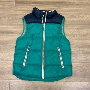 H&M Kids Unisex Green And Blue Solid Zipper Puffer Vest Size 12-13Y